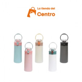 Termo botella agua infantil acero inox popote stickers