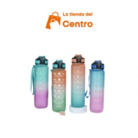 Botella de agua motivacional de 1000 ml. con pajita y marcador de tiempo