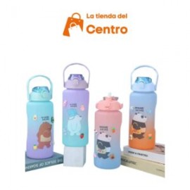 botella de agua 2 litros/2000 ml portátiles con paja