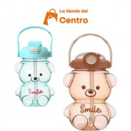 Super Cute Bear – Botella de agua deportiva grande con correa de hombro extraíble y pajita