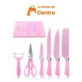 Juego de 6 cuchillos de cocina de acero inoxidable de color