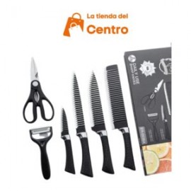 Juego de 6 cuchillos de cocina antiadherentes con mango ergonómico